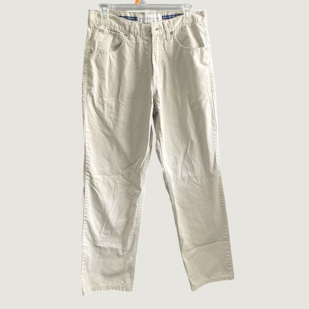 Men's Beige Khaki Jeans 32x30 PD&C Straight Leg Cotton Casual Pants Casual Wear